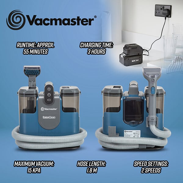 VACMASTER - Aspirateur - nettoyeur de tapis et tissus rechargeable 24V - 15 Kpa - large