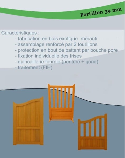 GD MENUISERIES - Portillon En Bois Ajouree Traverse Droit L1m x H1,50 - large