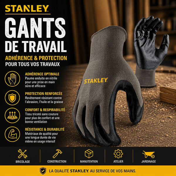 MCCOVER - Gants de protection Stanley Nitrile Grip - Taille - L/10 - large