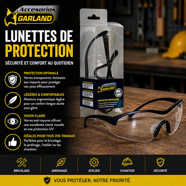 MCCOVER - Lunettes de protection Garland anti-buée - Norme CE EN166 - Taille - Universelle - large
