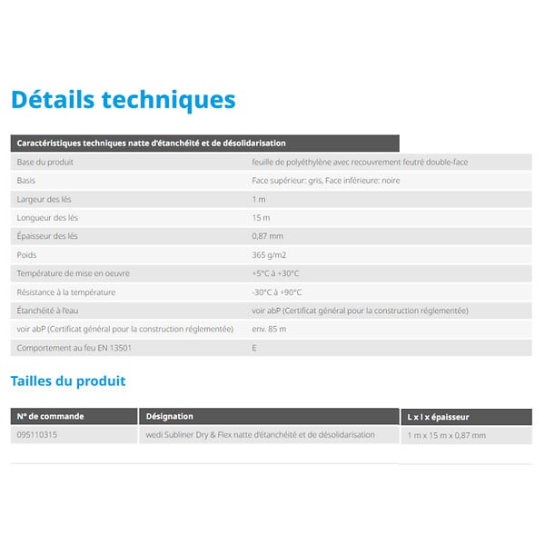 WEDI - Natte D'étanchéité Subliner Dry & Flex - large