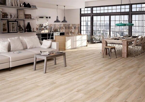 HALCON - Carrelage de sol effet bois - Série ATELIER (23,3 x 120 cm) - Dimensions: 23.3x120 cm - Coloris: Natural - Non rectifié - Epaisseur: 7.8 mm - large