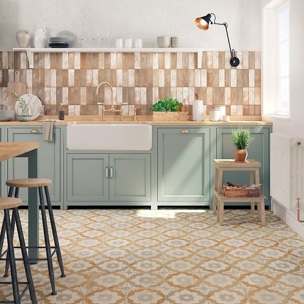 RO'MA NATURE - Carrelage Vintage effet Carreau ciment Jaune Ravenna 45x45x0,95 cm Rosaria - Sol et mur intérieur (vendu par carton de 1 m²) - large