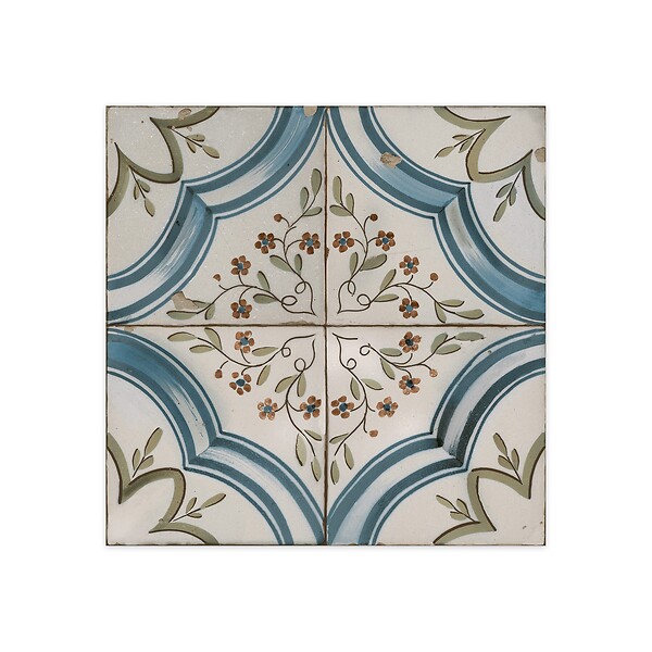RO'MA NATURE - Carrelage Vintage effet Carreau ciment Bleu Thera 45x45x0,95 cm Azoria - Sol et mur intérieur (vendu par carton de 1 m²) - large