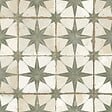 RO'MA NATURE - Carrelage Vintage effet Carreau ciment Etoile Verte et Fond Blanc 45x45x0,95 cm Sparta - Sol et mur intérieur (vendu par carton de 1 m²) - vignette