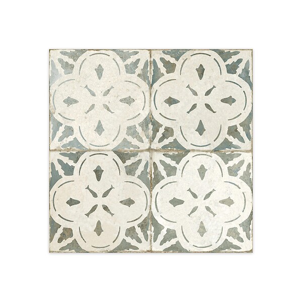 RO'MA NATURE - Carrelage Vintage effet Carreau ciment Vert 45x45x0,95 cm Calenza - Sol et mur intérieur (vendu par carton de 1 m²) - large