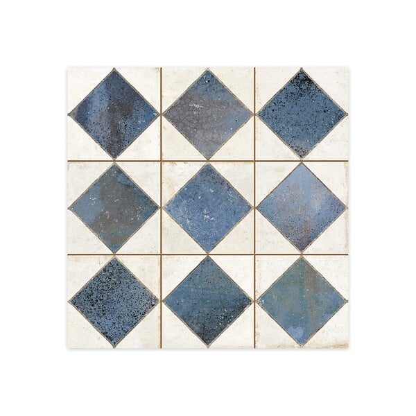 RO'MA NATURE - Carrelage Vintage Bleu Damier 33x33x0,95 cm Solmira - Sol et mur intérieur (vendu par carton de 1,09 m²) - large
