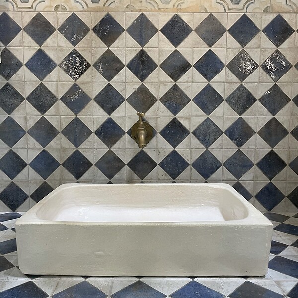 RO'MA NATURE - Carrelage Vintage Bleu Damier 33x33x0,95 cm Solmira - Sol et mur intérieur (vendu par carton de 1,09 m²) - large