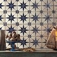 RO'MA NATURE - Carrelage Vintage effet Carreau ciment 3D Etoile Bleue et Fond Blanc 45x45x0,95 cm Sparta - Sol et mur intérieur (vendu par carton de 1 m²) - vignette