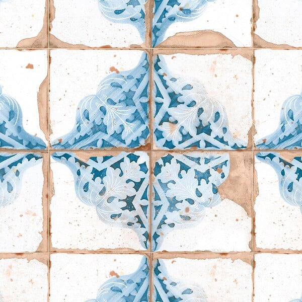 RO'MA NATURE - Carrelage Vintage Bleu Nature 33x33x0,95 cm Rhodes - Sol et mur intérieur (vendu par carton de 1,09 m²) - large