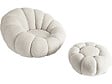 HABITAT ET JARDIN - Fauteuil avec pouf style bubble en tissu bouclette "Élysée" - Crème - vignette