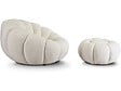 HABITAT ET JARDIN - Fauteuil avec pouf style bubble en tissu bouclette "Élysée" - Crème - vignette