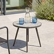 OVIALA - Table basse ronde de jardin en acier noir plateau en céramique - Tivoli - vignette