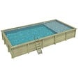 ALTANKA - Piscine hors sol en bois AQUA 10.2 x 5.2 - H.1.45 m avec plage, gris clair, cadre en métal - sans dalle - BAS7310OSPU2+PLA310 - vignette