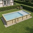 ALTANKA - Piscine hors sol en bois AQUA 10.2 x 5.2 - H.1.45 m avec plage, gris clair, cadre en métal - sans dalle - BAS7310OSPU2+PLA310 - vignette