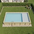 ALTANKA - Piscine hors sol en bois AQUA 10.2 x 5.2 - H.1.45 m avec plage, gris clair, fixations à visser - BAS7310OSPL2+PLA310 - vignette