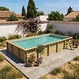 ALTANKA - Piscine hors sol en bois AQUA 10.2 x 5.2 - H.1.45 m, sable, cadre en métal - sans dalle - BAS7310OSPU3 - vignette