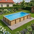 ALTANKA - Piscine hors sol en bois AQUA 10.2 x 5.2 - H.1.45 m, bleu pâle, cadre en métal - sans dalle - BAS7310OSPU - vignette