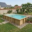 ALTANKA - Piscine hors sol en bois AQUA 10.2 x 5.2 - H.1.45 m avec plage, sable, cadre en métal - sans dalle - BAS7310OSPU3+PLA310 - vignette