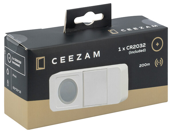 CEEZAM - Bouton poussoir sans fil pour sonnettes CEEZAM – étanche IP44, blanc, portée jusqu'à 150m-CEEZAM - large