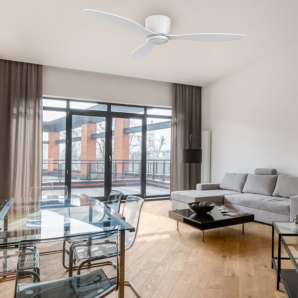 BATILEC - Ventilateur de plafond Soreno avec lampe LED intégrée, diamètre 132cm, modes été/hiver, moteur silencieux 6 vitesses, télécommande-BATILEC - large