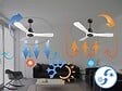 PURLINE - Ventilateur de plafond Réversible  Thermostat Wifi Moteur à courant continu Toits en pente Télécommande Hypersilence Mémoire Shopify Vendible (AUTOMATIQUE) - vignette