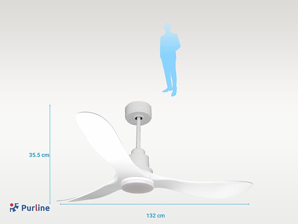PURLINE - Ventilateur de plafond Réversible  Thermostat Dimmable Wifi Moteur à courant continu Toits en pente Télécommande Lumière à trois tons Hypersilence Mémoire - large