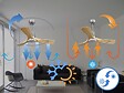 PURLINE - Ventilateur de plafond Réversible  Thermostat Dimmable Wifi Moteur à courant continu Toits en pente Télécommande Lumière à trois tons Hypersilence Mémoire - vignette