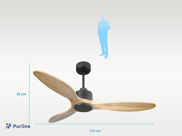 PURLINE - Ventilateur de plafond Réversible  Thermostat Wifi Moteur à courant continu Toits en pente Télécommande Hypersilence Mémoire - large