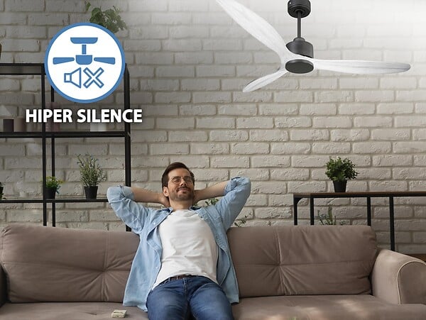 PURLINE - Ventilateur de plafond Réversible  Thermostat Wifi Moteur à courant continu Toits en pente Télécommande Hypersilence Mémoire - large