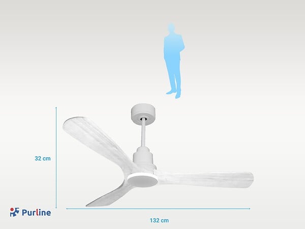 PURLINE - Ventilateur de plafond Réversible  Thermostat Wifi Moteur à courant continu Toits en pente Télécommande Hypersilence Mémoire Shopify Vendible (AUTOMATIQUE) - large