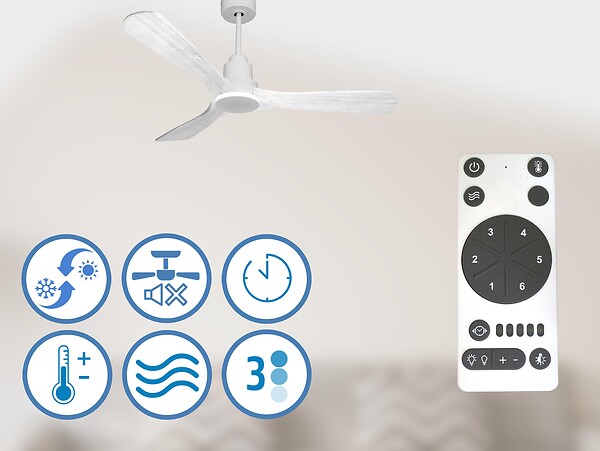 PURLINE - Ventilateur de plafond Réversible  Thermostat Wifi Moteur à courant continu Toits en pente Télécommande Hypersilence Mémoire Shopify Vendible (AUTOMATIQUE) - large