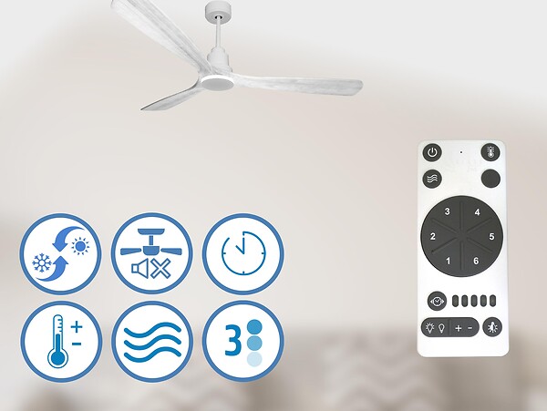 PURLINE - Ventilateur de plafond Réversible  Thermostat Wifi Moteur à courant continu Toits en pente Télécommande Hypersilence Mémoire Shopify Vendible (AUTOMATIQUE) - large