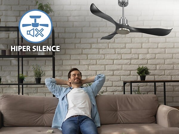 PURLINE - Ventilateur de plafond Réversible  Thermostat Wifi Moteur à courant continu Toits en pente Télécommande Adaptateur 2/3 Lames Hypersilence Mémoire - large