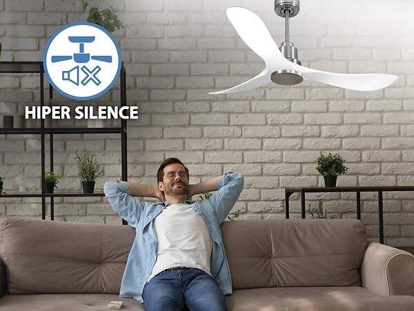 PURLINE - Ventilateur de plafond Réversible  Thermostat Wifi Moteur à courant continu Toits en pente Télécommande Hypersilence Mémoire - large