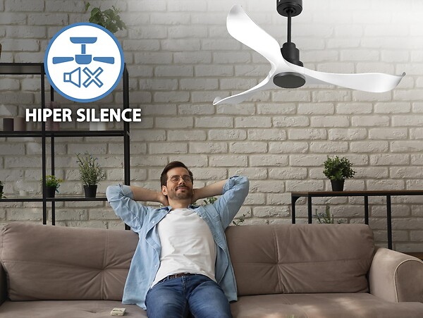 PURLINE - Ventilateur de plafond Réversible  Thermostat Wifi Moteur à courant continu Toits en pente Télécommande Adaptateur 2/3 Lames Hypersilence Mémoire - large