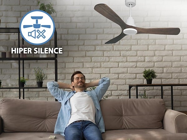 PURLINE - Ventilateur de plafond Réversible  Thermostat Wifi Moteur à courant continu Toits en pente Télécommande Hypersilence Mémoire - large