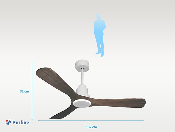 PURLINE - Ventilateur de plafond Réversible  Thermostat Wifi Moteur à courant continu Toits en pente Télécommande Hypersilence Mémoire - large