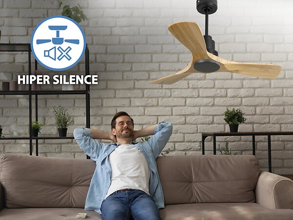 PURLINE - Ventilateur de plafond Réversible  Thermostat Wifi Moteur à courant continu Toits en pente Télécommande Hypersilence Mémoire - large