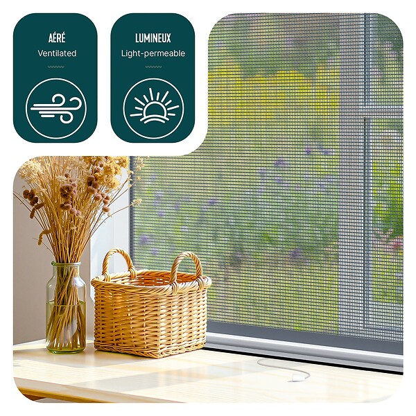 VOUNOT - Store moustiquaire pour fenetre enroulable et recoupable en pvc L100 x H160 cm Blanc - large
