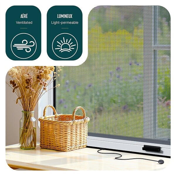VOUNOT - Store moustiquaire pour fenetre enroulable et recoupable en aluminium L100 x H160 cm Blanc - large