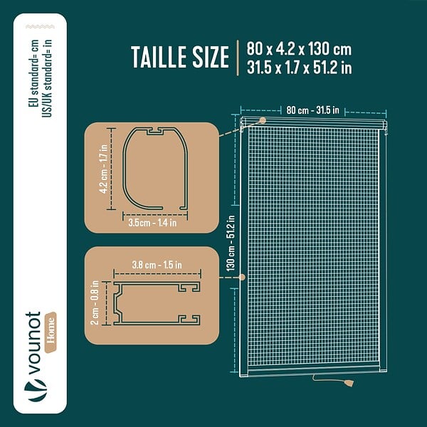VOUNOT - Store moustiquaire pour fenetre enroulable et recoupable en pvc L80 x H130 cm Blanc - large