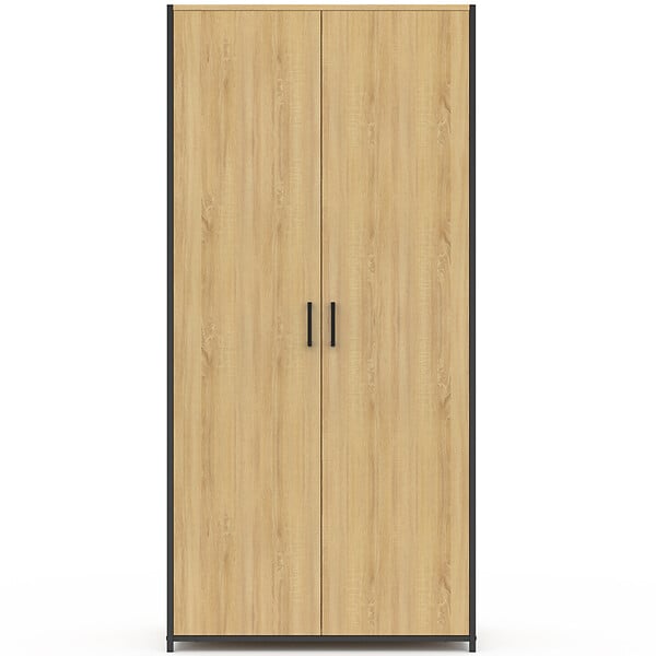 ID MARKET - Armoire 2 portes DETROIT penderie 80 cm avec étagères rangement maxi capacité design industriel - large