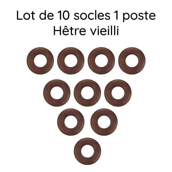 FONTINI - Lot de 10 Socles 1 Poste en Bois de Hêtre Vieilli – FONTINI Garby Colonial – Style Rétro Haut de Gamme – Pose en Saillie ou Encastrée – Compatible Gammes Garby, Dimbler - large