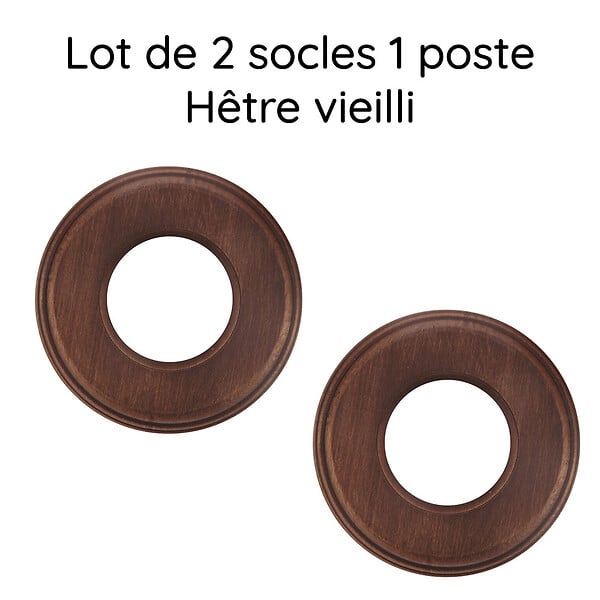 FONTINI - Lot de 2 Socles 1 Poste en Bois de Hêtre Vieilli – FONTINI Garby Colonial – Style Rétro Haut de Gamme – Pose en Saillie ou Encastrée – Compatible Gammes Garby, Dimbler - large