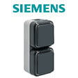 SIEMENS - Double prise de courant 2P+T verticale étanche IP55 – Pose en saillie, idéale pour extérieur, résistante à l'eau et à la poussière - vignette