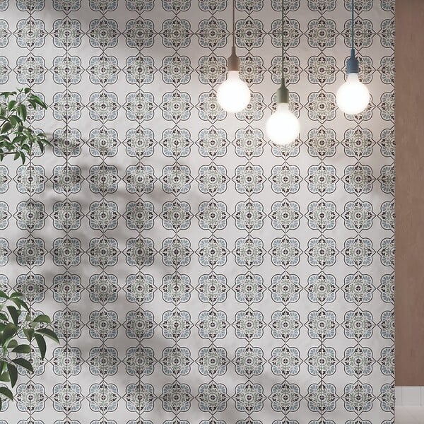 RO'MA NATURE - Carrelage effet Carreau ciment Lioris Bleu 12,3x12,3x0,87 cm Tanerio - Sol et mur intérieur (vendu par carton de 0,51 m²) - large