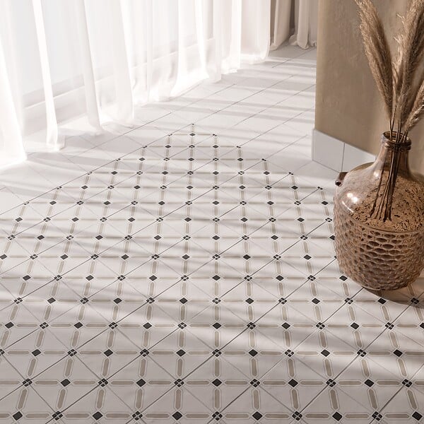 RO'MA NATURE - Carrelage effet Carreau ciment Floreva Beige 12,3x12,3x0,87 cm Tanerio - Sol et mur intérieur (vendu par carton de 0,51 m²) - large