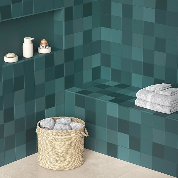 RO'MA NATURE - Carrelage effet Zellige Vert Profond 12,3x12,3x0,87 cm Cubriel - Sol et mur intérieur (vendu par carton de 0,51 m²) - large