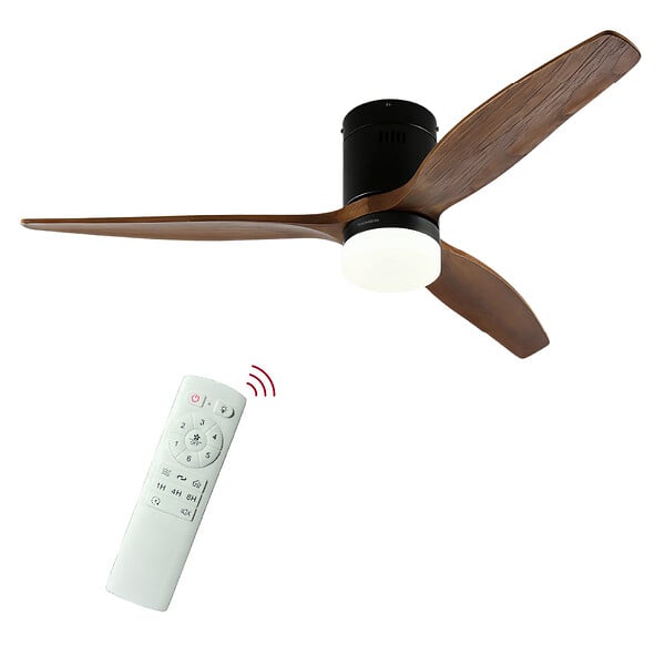 THOMSON - Ventilateur de plafond avec lumière THOMSON NERO avec pales en bois certifié FSC, diamètre de 132 cm et télécommande incluse - large